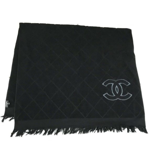 Authentic CHANEL CC Mark CC logo Matelasse Large format bath towel towel cotton - Picture 1 of 6